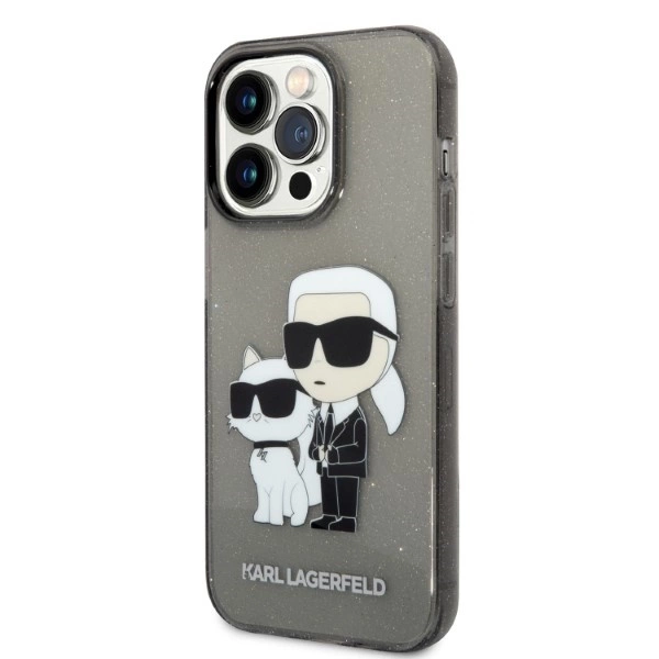 Karl Lagerfeld Glitter Karl & Choupette dėklas iPhone 14 Pro – juodas - Image 2