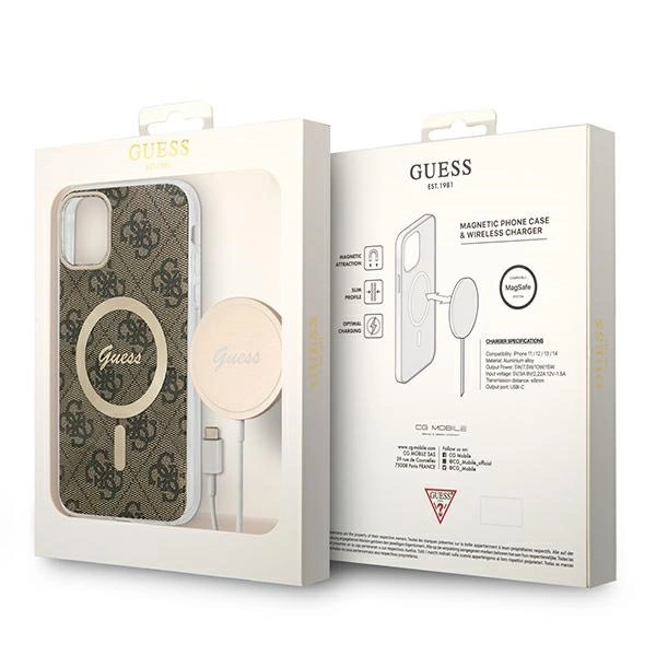 Rinkinys Guess GUBPN61H4EACSW Case+Charger iPhone 11 6,1" – rudas/rudas kietas dėklas, 4G Print MagSafe - Image 10
