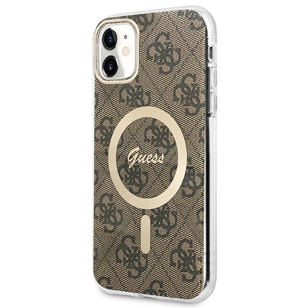 Rinkinys Guess GUBPN61H4EACSW Case+Charger iPhone 11 6,1" – rudas/rudas kietas dėklas, 4G Print MagSafe - Image 2