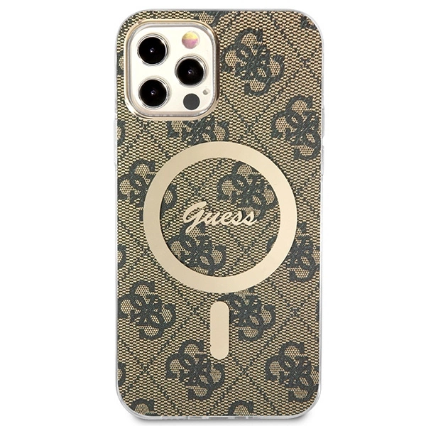 Rinkinys Guess GUBPP12MH4EACSW Case+Charger iPhone 12/12 Pro – rudas/rudas kietas dėklas, 4G Print MagSafe - Image 3