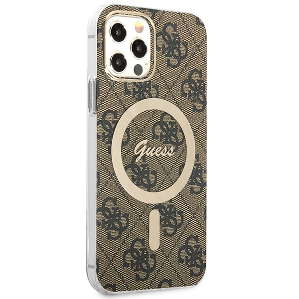 Rinkinys Guess GUBPP12MH4EACSW Case+Charger iPhone 12/12 Pro – rudas/rudas kietas dėklas, 4G Print MagSafe - Image 4