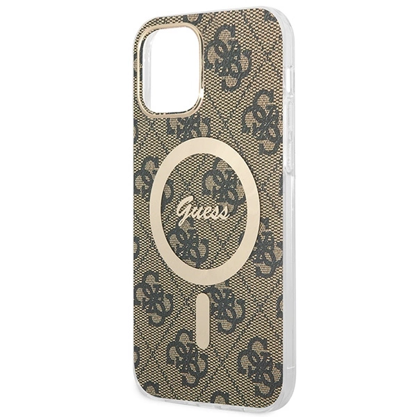 Rinkinys Guess GUBPP12MH4EACSW Case+Charger iPhone 12/12 Pro – rudas/rudas kietas dėklas, 4G Print MagSafe - Image 6