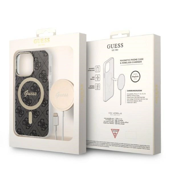 Rinkinys Guess GUBPP13LH4EACSK Case+Charger iPhone 13 Pro – juodas/juodas kietas dėklas, 4G Print MagSafe - Image 10