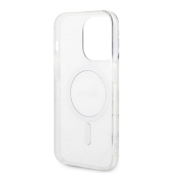 Rinkinys Guess GUBPP14XHMEACSK Case+Charger iPhone 14 Pro Max 6,7" – juodas/juodas kietas dėklas, Marble MagSafe - Image 7