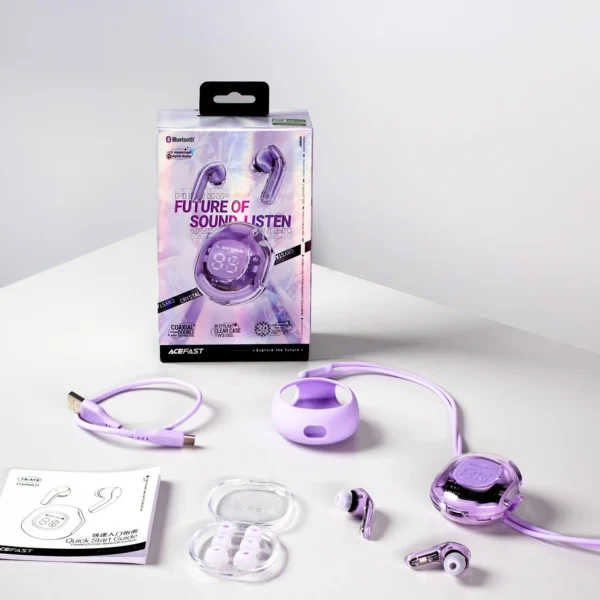 Acefast T8 TWS Bluetooth bevielės ausinės – baltos - Image 6