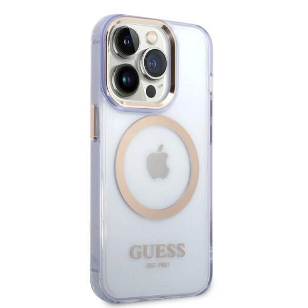 Guess Gold Outline Translucent MagSafe dėklas iPhone 14 Pro Max 6,7" – violetinis - Image 4
