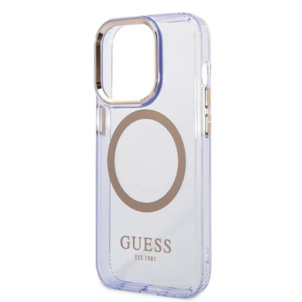 Guess Gold Outline Translucent MagSafe dėklas iPhone 14 Pro Max 6,7" – violetinis - Image 6