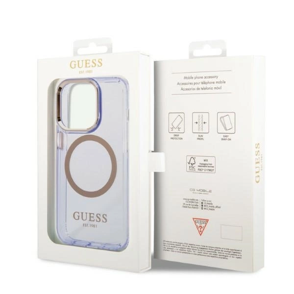 Guess Gold Outline Translucent MagSafe dėklas iPhone 14 Pro Max 6,7" – violetinis - Image 8