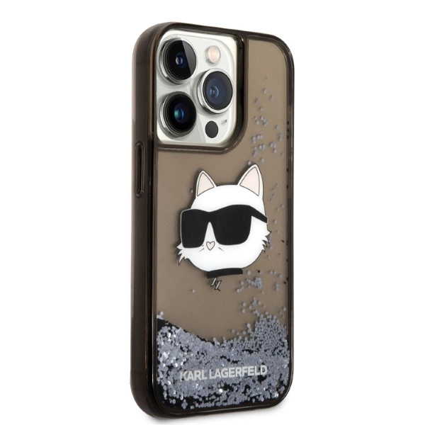 Karl Lagerfeld KLHCP14LLNCHCK iPhone 14 Pro 6,1" – juodas/juodas kietas dėklas, Glitter Choupette Head - Image 4