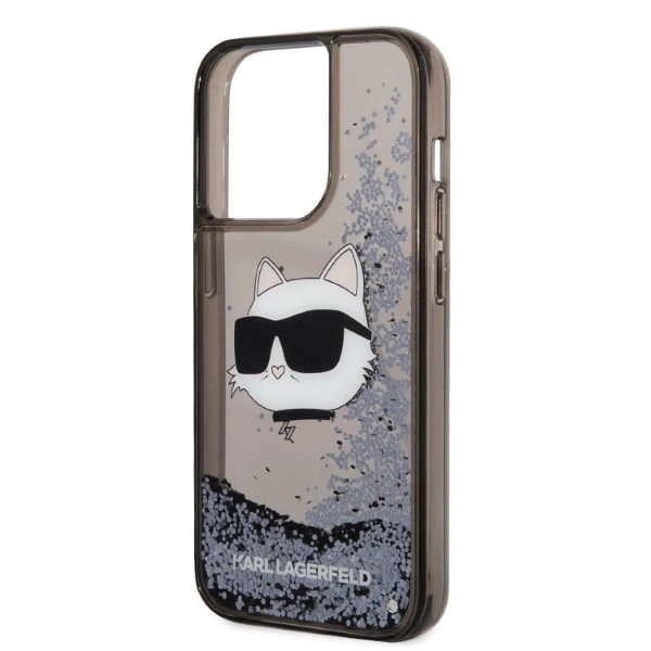 Karl Lagerfeld KLHCP14LLNCHCK iPhone 14 Pro 6,1" – juodas/juodas kietas dėklas, Glitter Choupette Head - Image 6