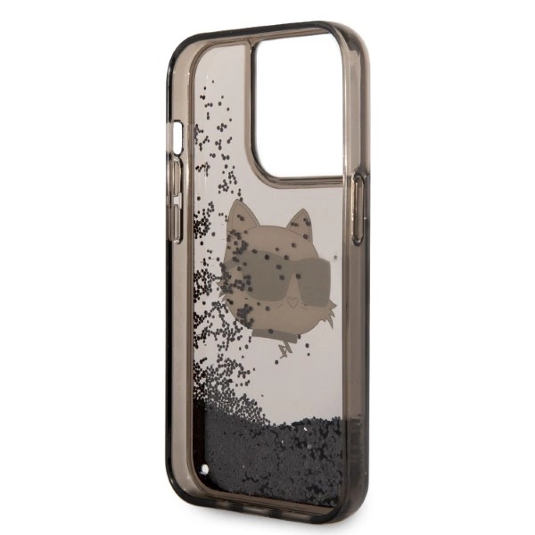 Karl Lagerfeld KLHCP14LLNCHCK iPhone 14 Pro 6,1" – juodas/juodas kietas dėklas, Glitter Choupette Head - Image 7