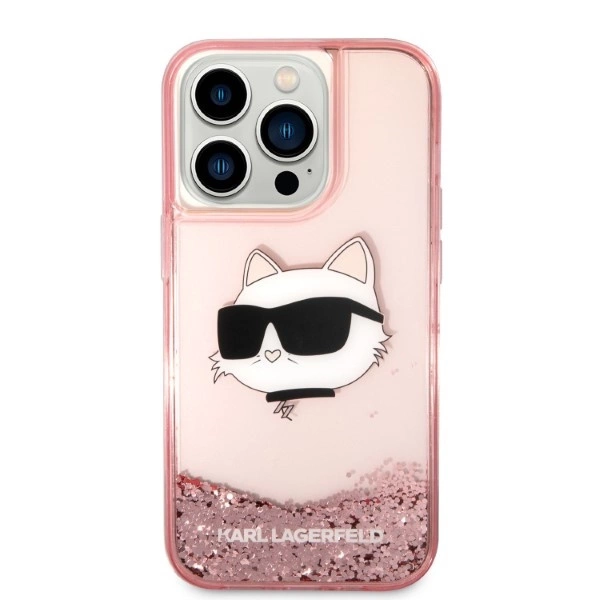 Karl Lagerfeld KLHCP14LLNCHCP iPhone 14 Pro 6,1" – rožinis/rožinis kietas dėklas, Glitter Choupette Head - Image 3