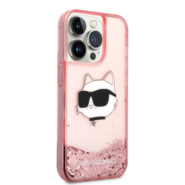 Karl Lagerfeld KLHCP14LLNCHCP iPhone 14 Pro 6,1" – rožinis/rožinis kietas dėklas, Glitter Choupette Head - Image 4