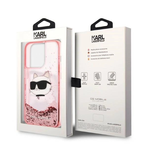Karl Lagerfeld KLHCP14LLNCHCP iPhone 14 Pro 6,1" – rožinis/rožinis kietas dėklas, Glitter Choupette Head - Image 8