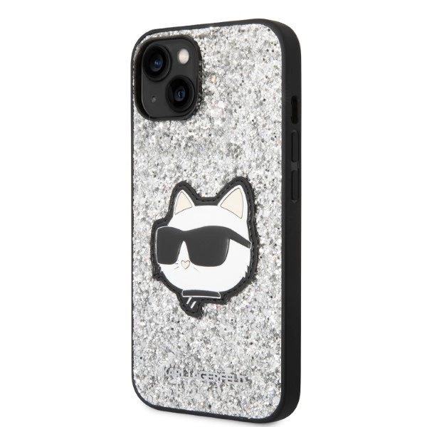 Karl Lagerfeld KLHCP14SG2CPS iPhone 14 6,1" – sidabrinis/sidabrinis kietas dėklas, Glitter Choupette Patch - Image 2