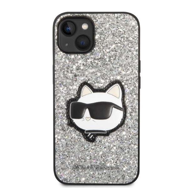 Karl Lagerfeld KLHCP14SG2CPS iPhone 14 6,1" – sidabrinis/sidabrinis kietas dėklas, Glitter Choupette Patch - Image 3