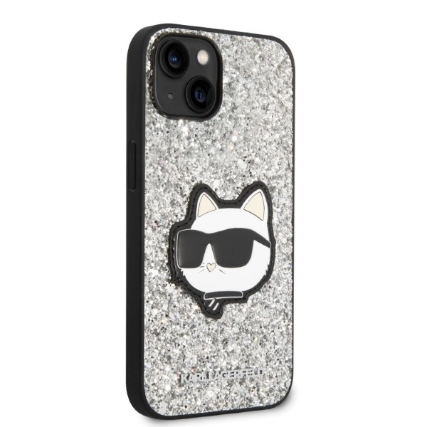Karl Lagerfeld KLHCP14SG2CPS iPhone 14 6,1" – sidabrinis/sidabrinis kietas dėklas, Glitter Choupette Patch - Image 4