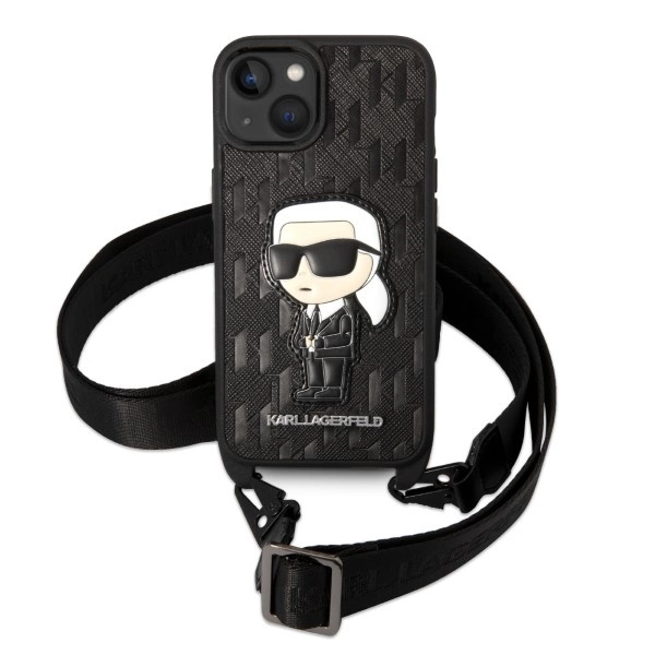 Karl Lagerfeld KLHCP14SSTKMK iPhone 14 6,1" – juodas/juodas kietas dėklas, Monogram Ikonik Patch - Image 2