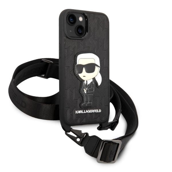 Karl Lagerfeld KLHCP14SSTKMK iPhone 14 6,1" – juodas/juodas kietas dėklas, Monogram Ikonik Patch - Image 3