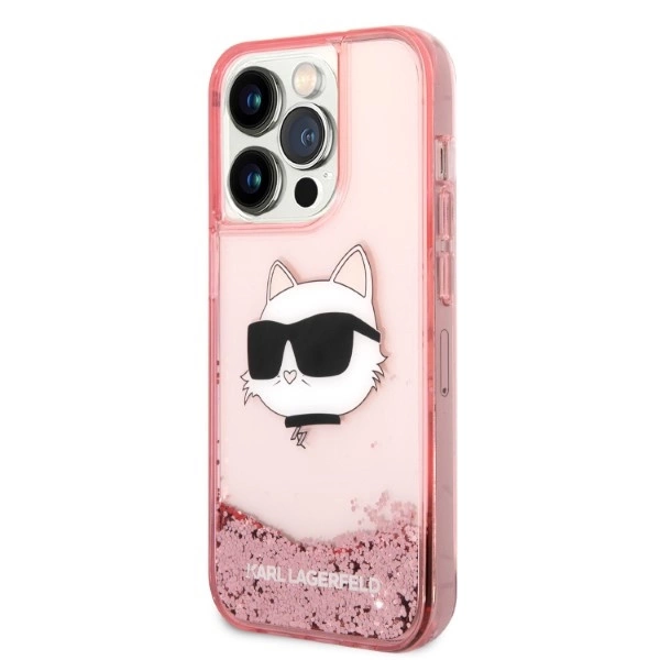Karl Lagerfeld KLHCP14XLNCHCP iPhone 14 Pro Max 6,7" – rožinis/rožinis kietas dėklas, Glitter Choupette Head - Image 2