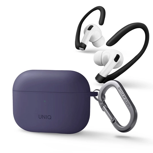 Uniq Nexo dėklas AirPods Pro 2 + ausų kabliukai – violetinis - Image 2