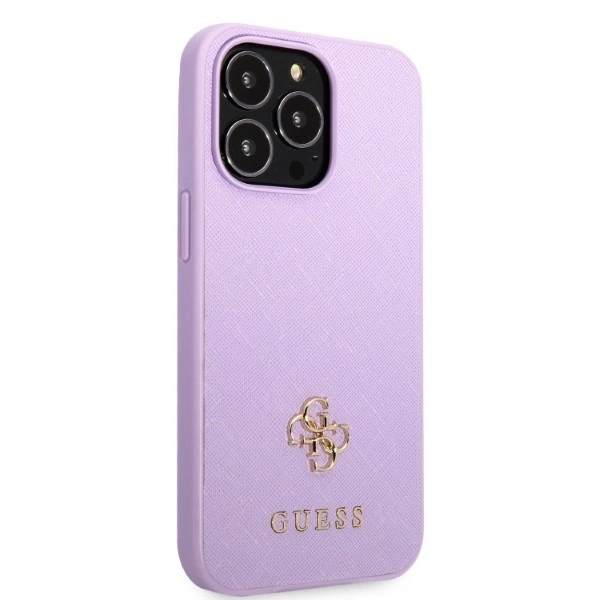 Guess GUHCP13LPS4MU iPhone 13 Pro / 13 6,1" – violetinis/violetinis kietas dėklas, Saffiano 4G Small Metal Logo - Image 4