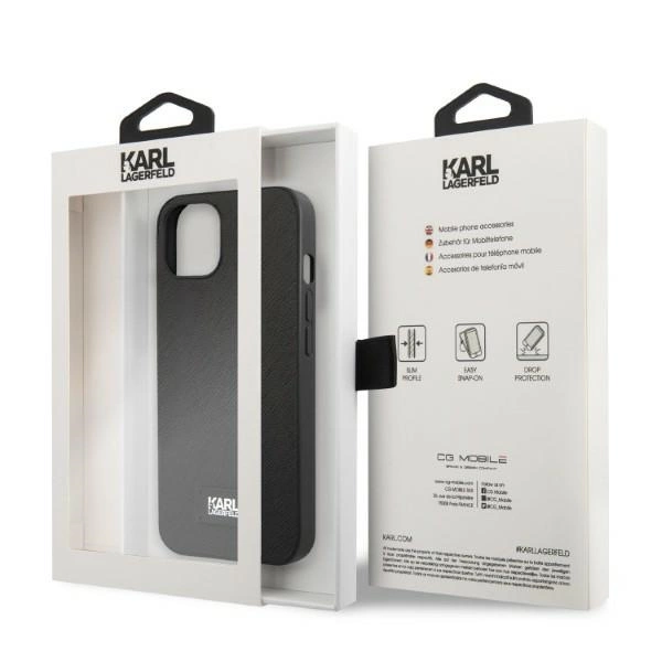 Karl Lagerfeld KLHCP13SSFMP2K iPhone 13 mini 5,4" – juodas/juodas kietas dėklas, Saffiano Plaque - Image 8