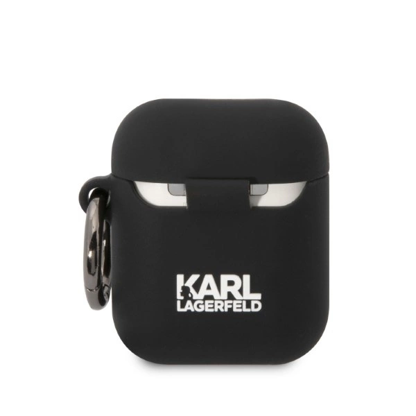 Karl Lagerfeld KLA2RUNCHK AirPods 1/2 dėklas – juodas/juodas, silikoninis Choupette Head 3D - Image 2