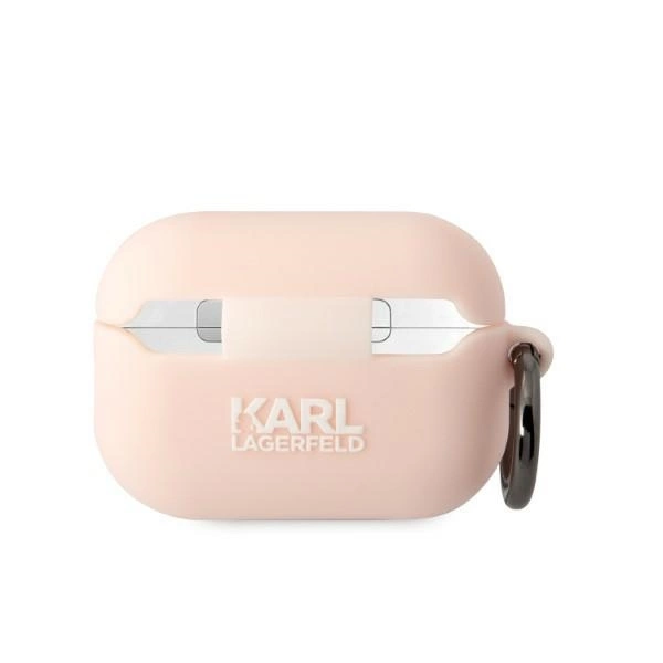 Karl Lagerfeld KLAP2RUNCHP AirPods Pro 2 dėklas – rožinis/rožinis, silikoninis Choupette Head 3D - Image 2