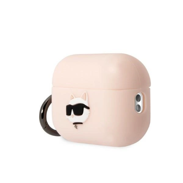 Karl Lagerfeld KLAP2RUNCHP AirPods Pro 2 dėklas – rožinis/rožinis, silikoninis Choupette Head 3D - Image 3