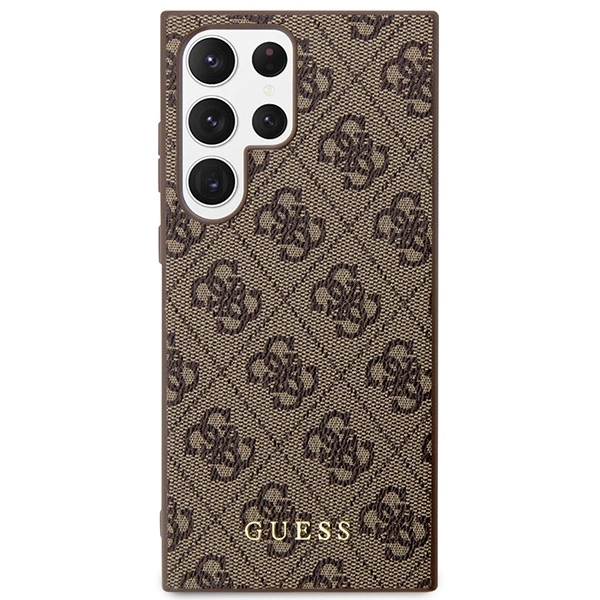 Guess GUHCS23LG4GFBR S23 Ultra S918 – rudas/rudas kietas dėklas, 4G Metal Gold Logo - Image 3