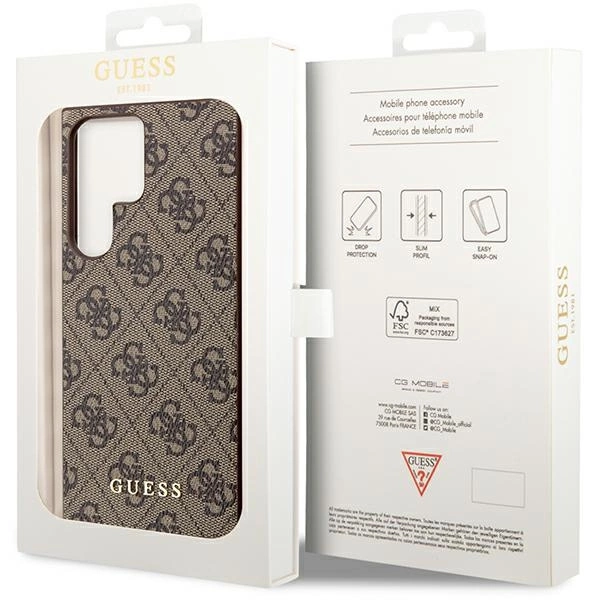 Guess GUHCS23LG4GFBR S23 Ultra S918 – rudas/rudas kietas dėklas, 4G Metal Gold Logo - Image 8