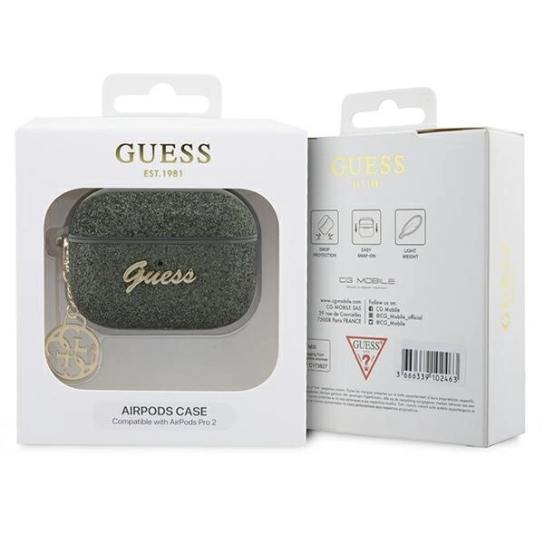 Guess GUAP2GLGSHA AirPods Pro 2 dėklas – žalias/kakio, Glitter Flake 4G Charm - Image 4