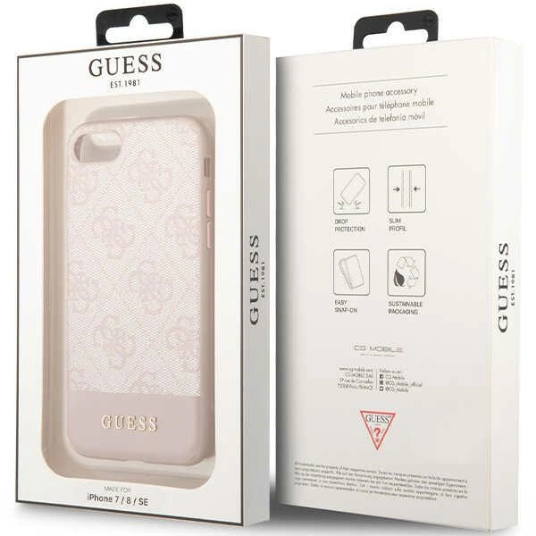 Guess GUHCI8G4GLPI iPhone 7/8/SE 2020/2022 – rožinis/rožinis kietas dėklas, 4G Stripe Collection - Image 8
