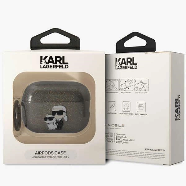 Karl Lagerfeld KLAP2HNKCTGK AirPods Pro 2 dėklas – juodas/juodas, Gliter Karl & Choupette - Image 4