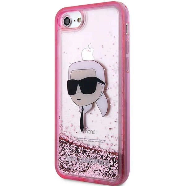 Karl Lagerfeld KLHCI8LNKHCP iPhone 7/8/SE 2020/2022 – rožinis/rožinis kietas dėklas, Glitter Karl Head - Image 2