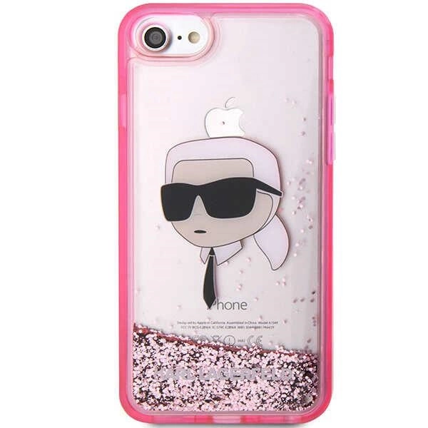Karl Lagerfeld KLHCI8LNKHCP iPhone 7/8/SE 2020/2022 – rožinis/rožinis kietas dėklas, Glitter Karl Head - Image 3