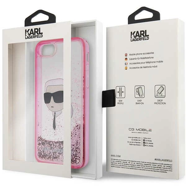 Karl Lagerfeld KLHCI8LNKHCP iPhone 7/8/SE 2020/2022 – rožinis/rožinis kietas dėklas, Glitter Karl Head - Image 8