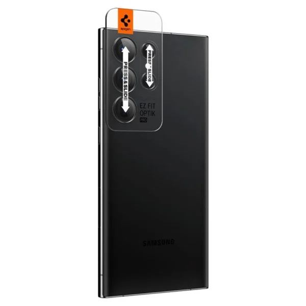 Spigen Glas.tR EZ Fit Optik Camera Protector Samsung Galaxy S23 Ultra – juodas, 2 vnt. - Image 11