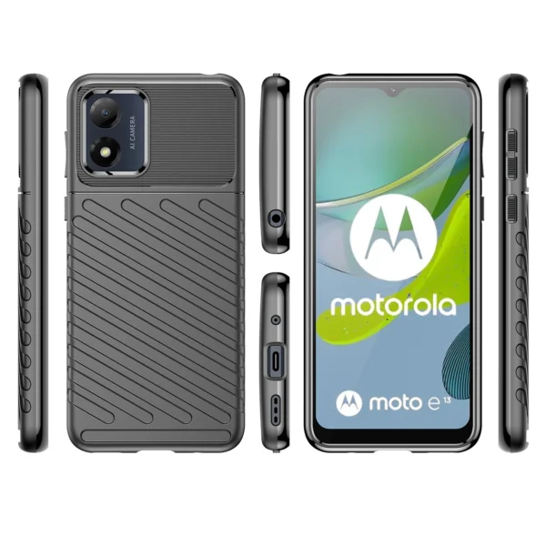 Thunder dėklas Motorola Moto E13 – silikoninis šarvuotas dėklas, juodas - Image 2