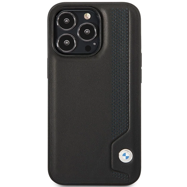 BMW BMHCP14L22RBDK dėklas iPhone 14 Pro 6.1" – juodas/juodas kietas, Leather Blue Dots - Image 3