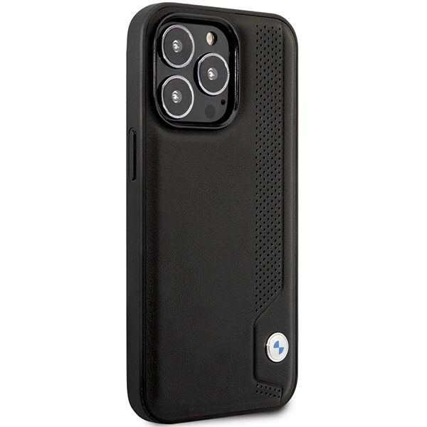 BMW BMHCP14L22RBDK dėklas iPhone 14 Pro 6.1" – juodas/juodas kietas, Leather Blue Dots - Image 4