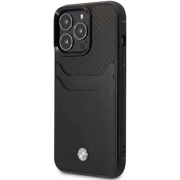 BMW BMHCP14L22RSEPK dėklas iPhone 14 Pro 6.1" – juodas/juodas, Leather Card Slot - Image 2