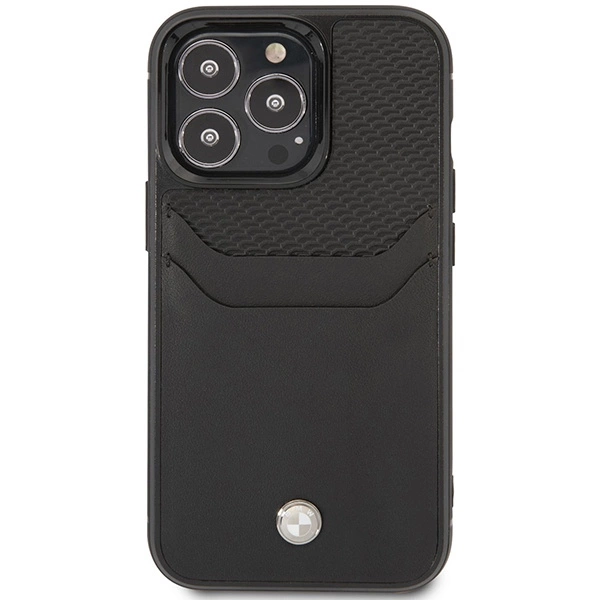 BMW BMHCP14L22RSEPK dėklas iPhone 14 Pro 6.1" – juodas/juodas, Leather Card Slot - Image 3