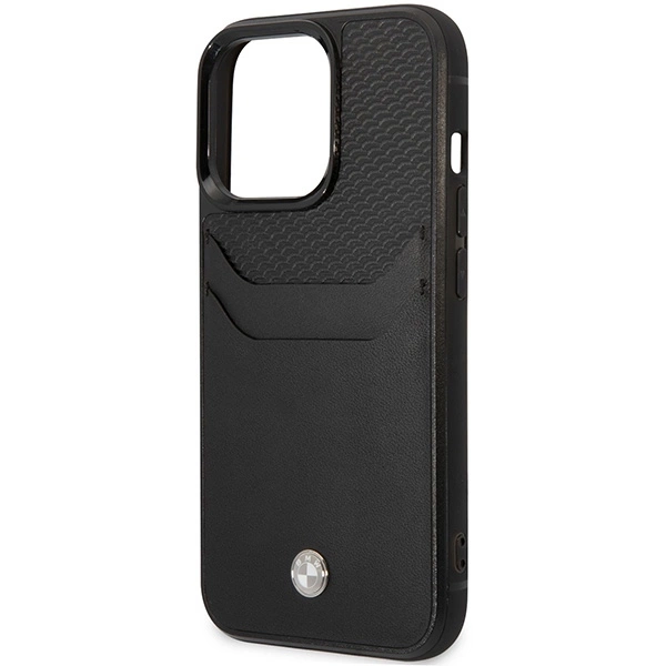 BMW BMHCP14L22RSEPK dėklas iPhone 14 Pro 6.1" – juodas/juodas, Leather Card Slot - Image 6