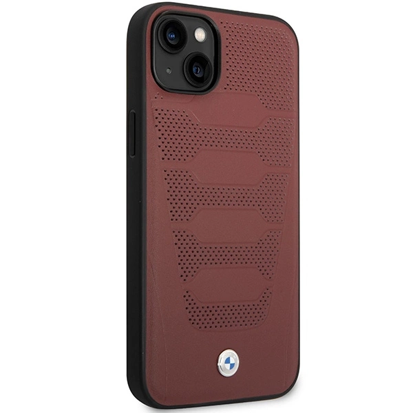 BMW BMHCP14S22RPSR dėklas iPhone 14 6.1" – burgundiškas/burgundiškas, Leather Seats Pattern - Image 2