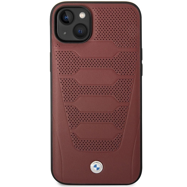 BMW BMHCP14S22RPSR dėklas iPhone 14 6.1" – burgundiškas/burgundiškas, Leather Seats Pattern - Image 3