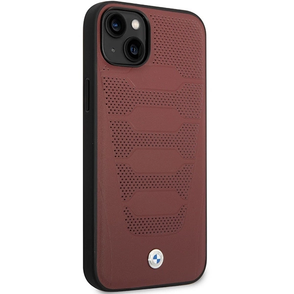 BMW BMHCP14S22RPSR dėklas iPhone 14 6.1" – burgundiškas/burgundiškas, Leather Seats Pattern - Image 4