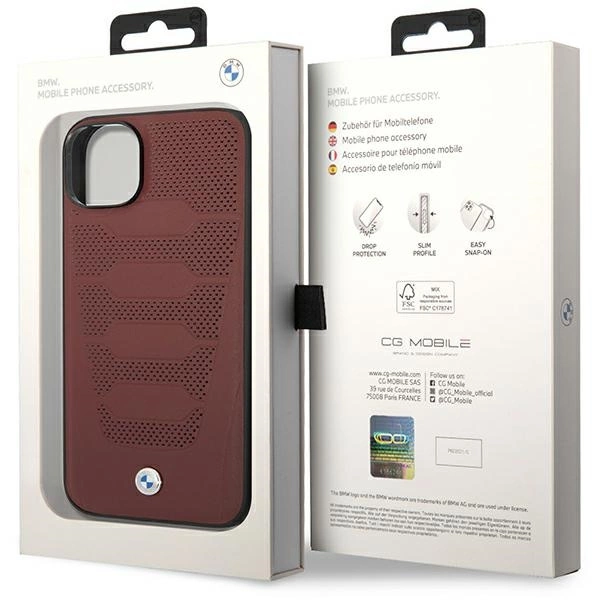 BMW BMHCP14S22RPSR dėklas iPhone 14 6.1" – burgundiškas/burgundiškas, Leather Seats Pattern - Image 8