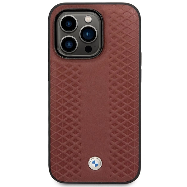BMW BMHMP14L22RFGR dėklas iPhone 14 Pro 6.1" – burgundiškas/burgundiškas, Leather Diamond Pattern MagSafe - Image 3